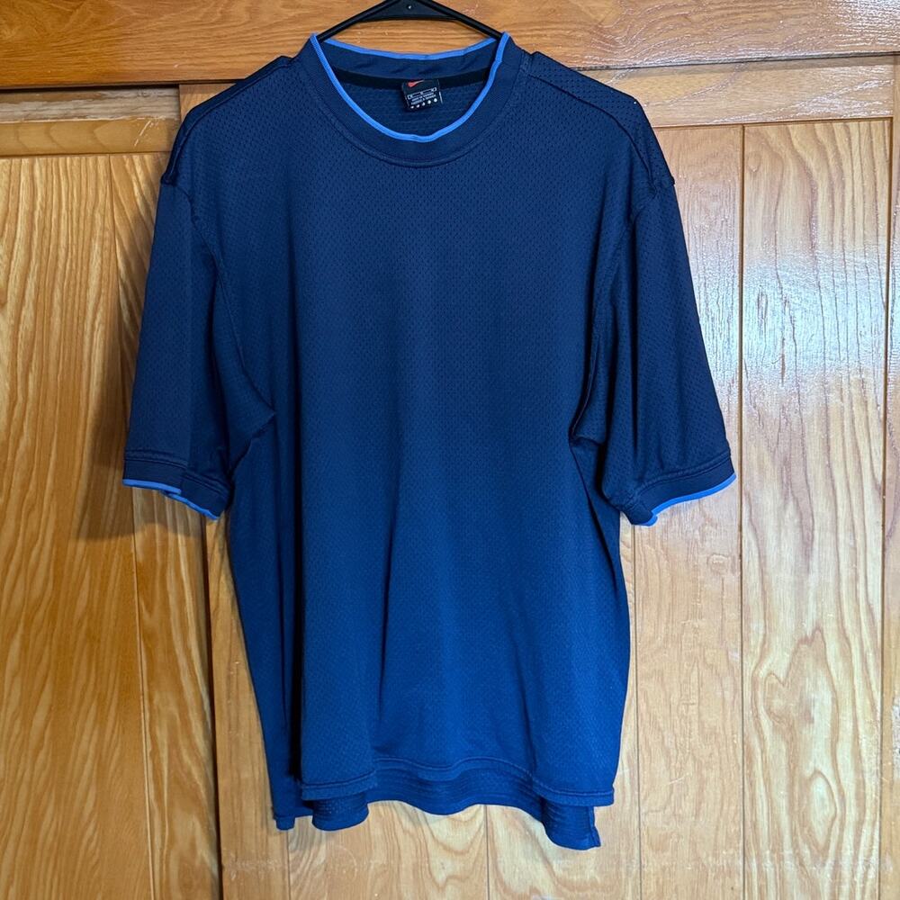 Men's Vintage Y2K Nike Navy Mesh Ringer Shirt - Size M